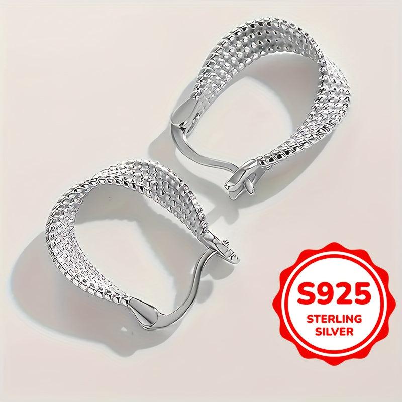 S925 Silver Twisted Hoop Earrings for Women Lightweight Hypoallergenic