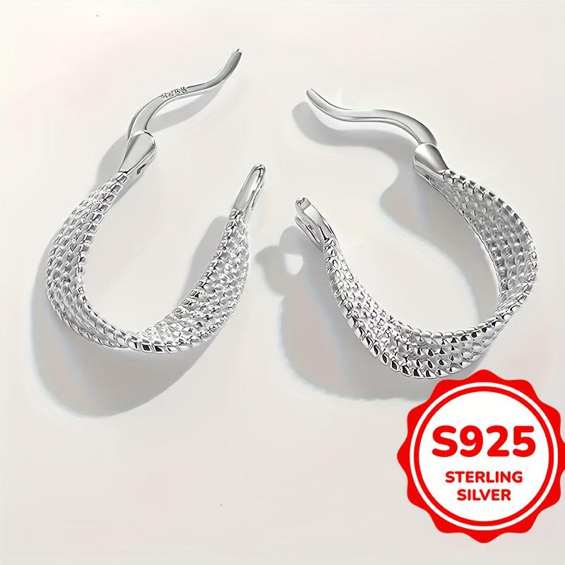 S925 Silver Twisted Hoop Earrings for Women Lightweight Hypoallergenic
