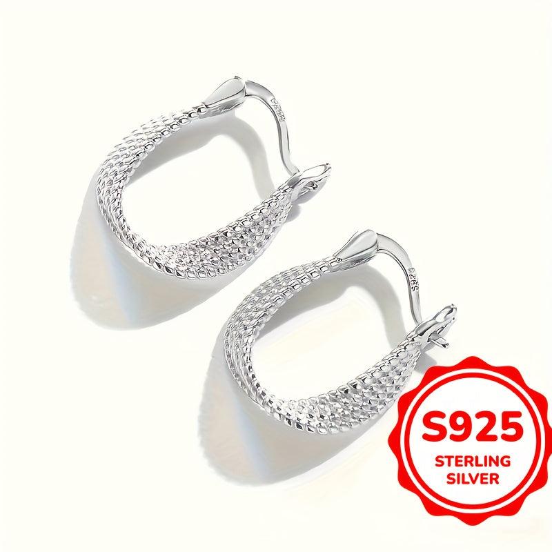 S925 Silver Twisted Hoop Earrings for Women Lightweight Hypoallergenic