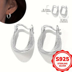 S925 Silver Twisted Hoop Earrings for Women Lightweight Hypoallergenic