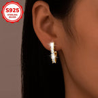 Women's Ring Earrings Light Single Row Zirconia Ear Ornaments 925 Silver