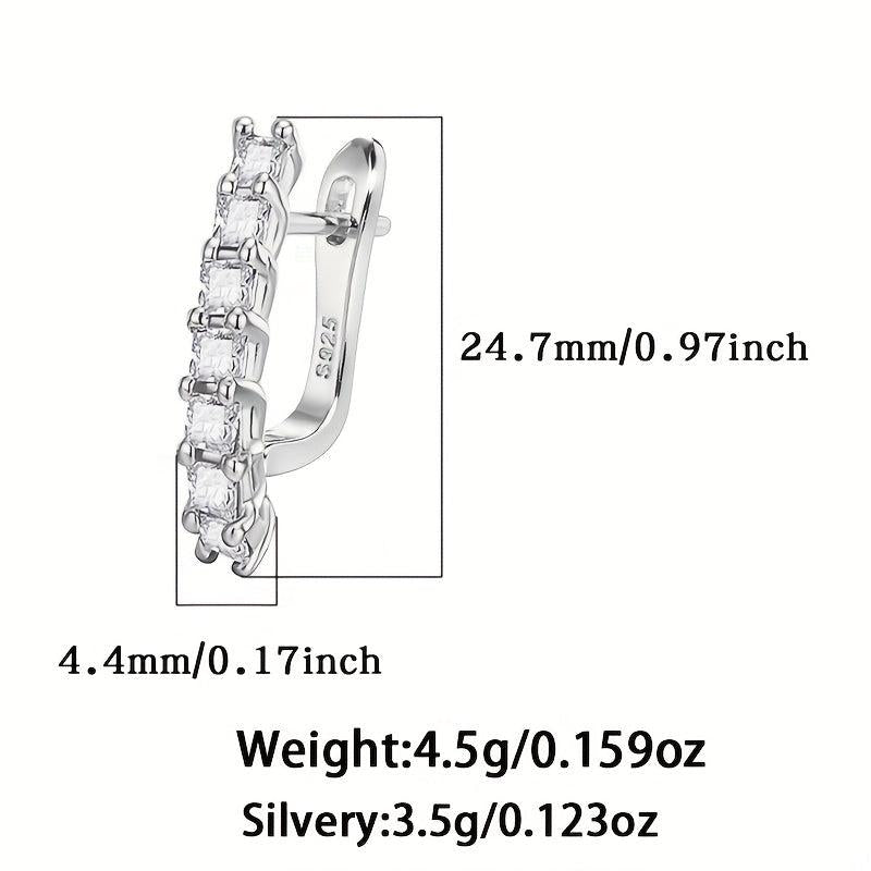 Women's Ring Earrings Light Single Row Zirconia Ear Ornaments 925 Silver