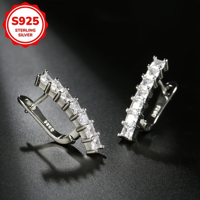 Women's Ring Earrings Light Single Row Zirconia Ear Ornaments 925 Silver