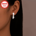 Women's Ring Earrings Light Single Row Zirconia Ear Ornaments 925 Silver