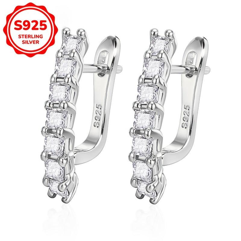 Women's Ring Earrings Light Single Row Zirconia Ear Ornaments 925 Silver