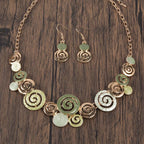 Bohemian Geometric Jewelry Set: Necklace and Earrings