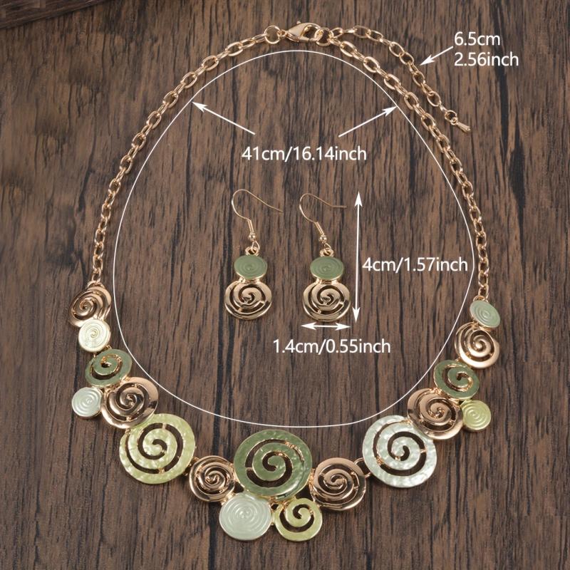 Bohemian Geometric Jewelry Set: Necklace and Earrings