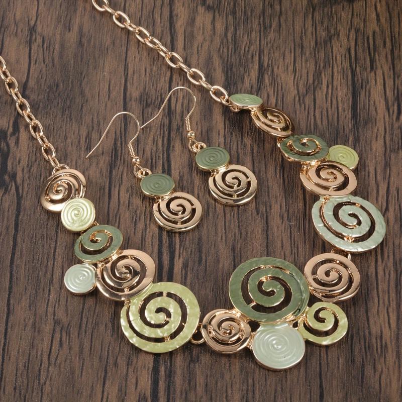 Bohemian Geometric Jewelry Set: Necklace and Earrings