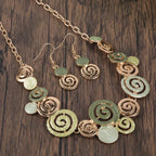 Bohemian Geometric Jewelry Set: Necklace and Earrings