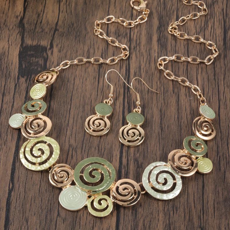 Bohemian Geometric Jewelry Set: Necklace and Earrings