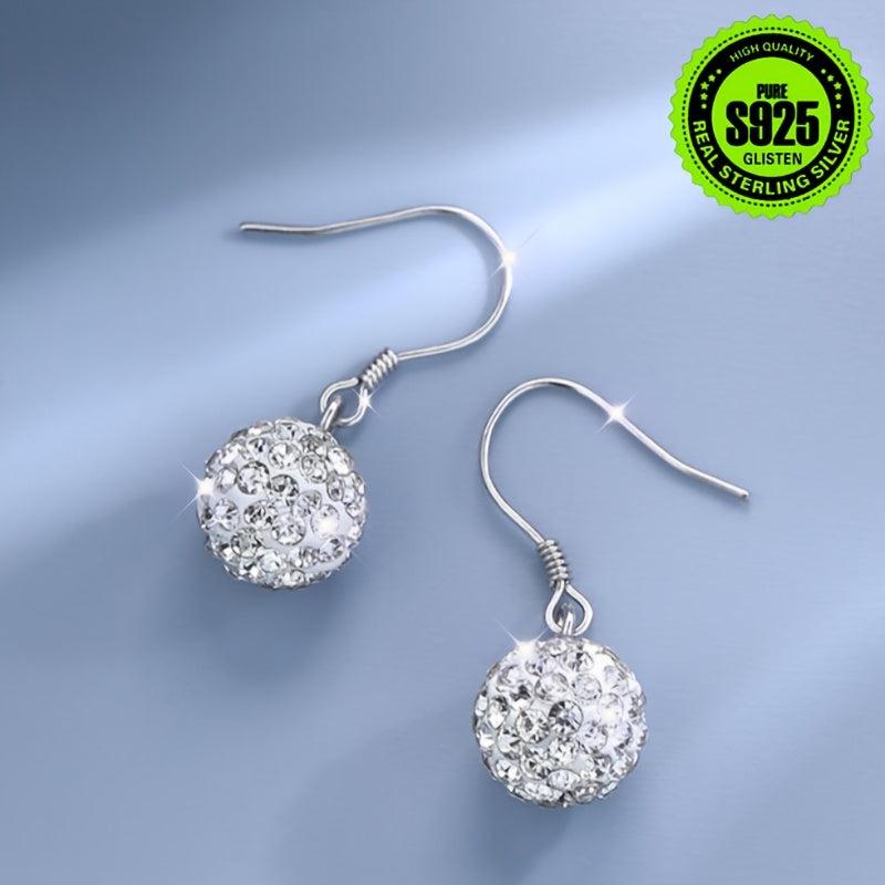 2pcs Anti Allergy Zirconia Ball Earrings S925 French Hook Spring Summer