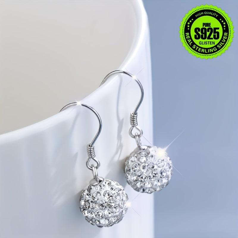 2pcs Anti Allergy Zirconia Ball Earrings S925 French Hook Spring Summer