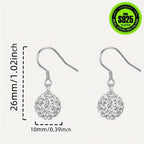 2pcs Anti Allergy Zirconia Ball Earrings S925 French Hook Spring Summer