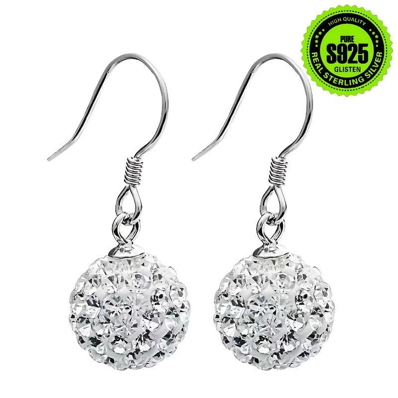 2pcs Anti Allergy Zirconia Ball Earrings S925 French Hook Spring Summer