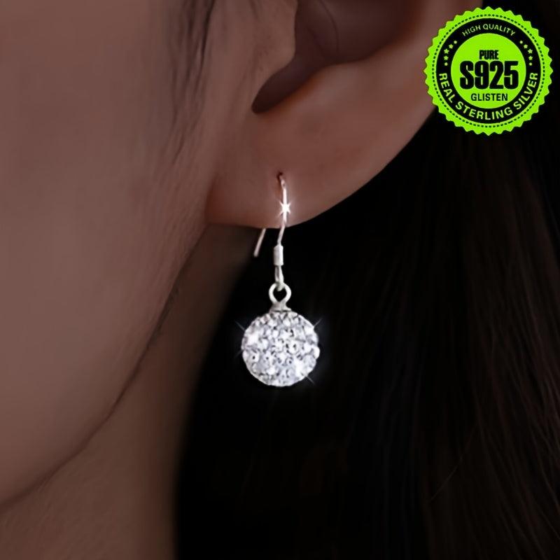 2pcs Anti Allergy Zirconia Ball Earrings S925 French Hook Spring Summer