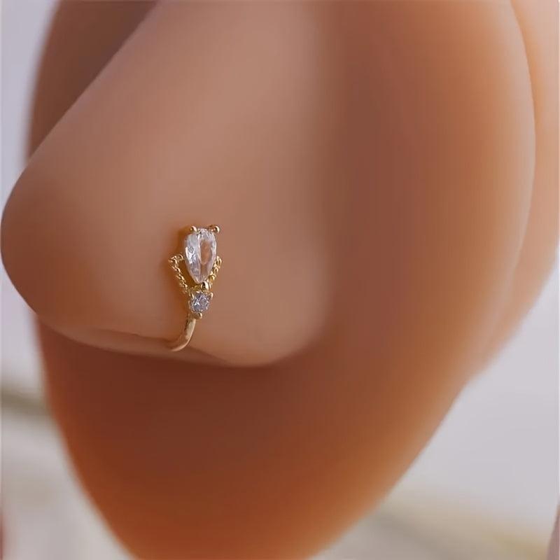 9pcs Nose Clip Set Women No Piercing Needed Design with CZ for Daily Wear