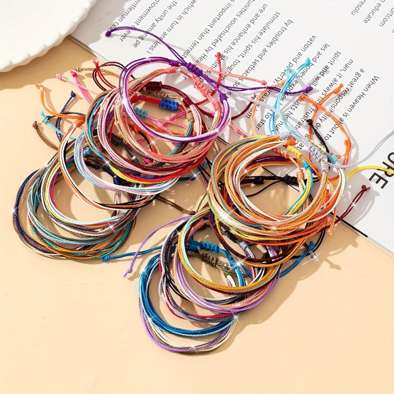 13pcs Colorful Wax Cord Bracelets Adjustable Unisex Friendship & Surf Bracelets