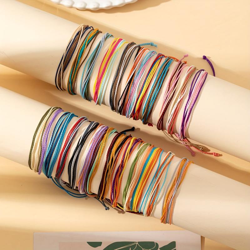 13pcs Colorful Wax Cord Bracelets Adjustable Unisex Friendship & Surf Bracelets