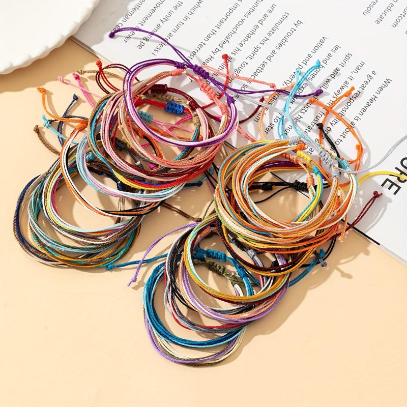 13pcs Colorful Wax Cord Bracelets Adjustable Unisex Friendship & Surf Bracelets