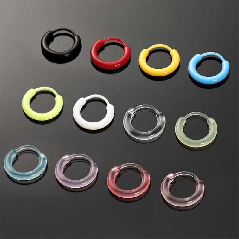 12pcs Resin Hoop Earrings, Hypoallergenic, Assorted Colors