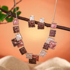 Enamel Drop Earrings & Necklace Set, Handcrafted Zinc Alloy Square Links