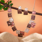 Enamel Drop Earrings & Necklace Set, Handcrafted Zinc Alloy Square Links