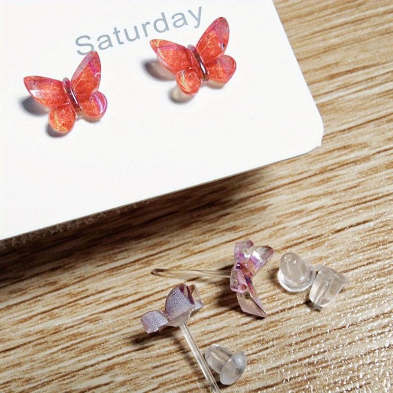 12pcs Resin Butterfly Earring Set Colorful Studs for Daily & Party Wear