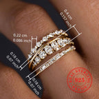 925 Sterling Silver Zirconia Stacking Ring Set - Elegant Accessory