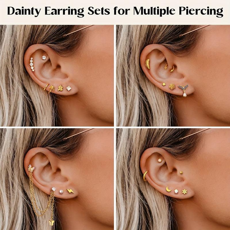 27pcs Stainless Steel Cartilage Earrings Set