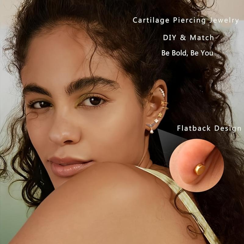 27pcs Stainless Steel Cartilage Earrings Set