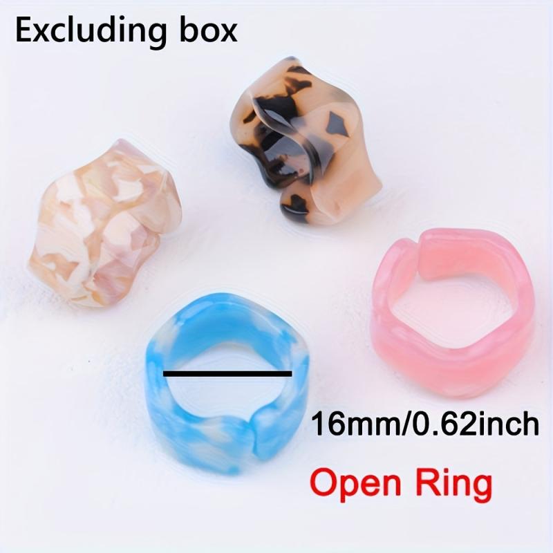 10pcs Ocean Marble Gradient Resin Rings Beach Jewelry Pack