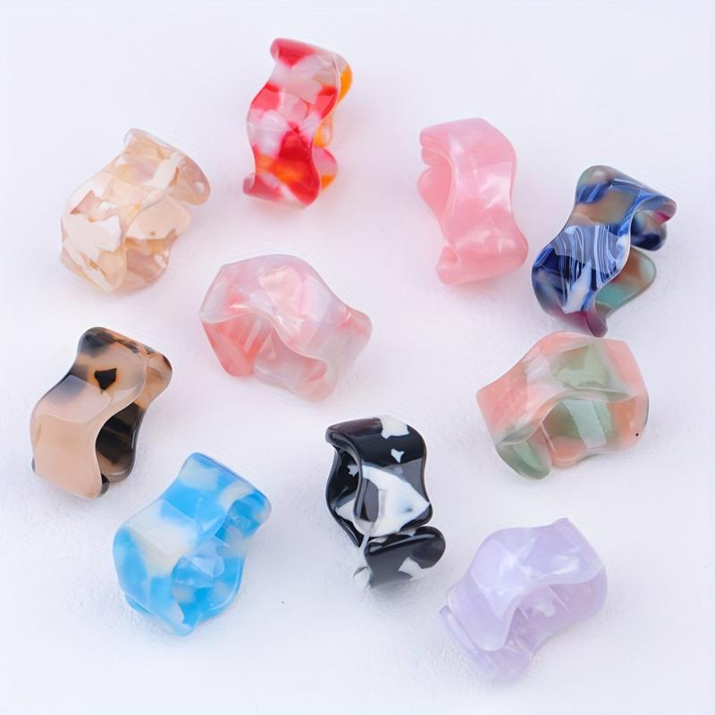 10pcs Ocean Marble Gradient Resin Rings Beach Jewelry Pack