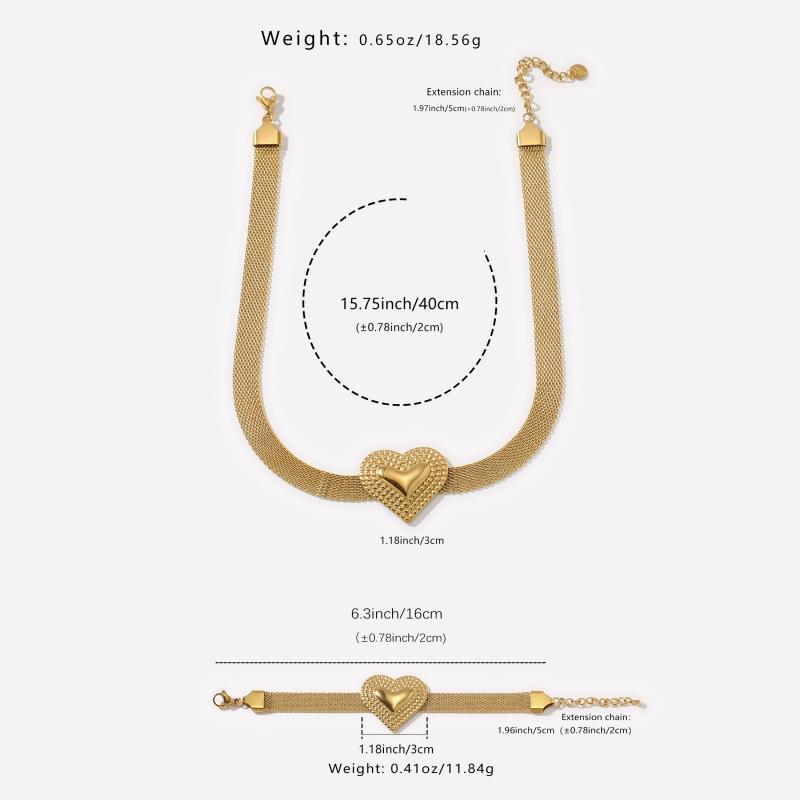 Love Decoration Stainless Steel Necklace and Bracelet Set