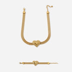 Love Decoration Stainless Steel Necklace and Bracelet Set