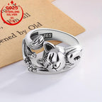 925 Silver Lucky Cat Adjustable Women's Ring