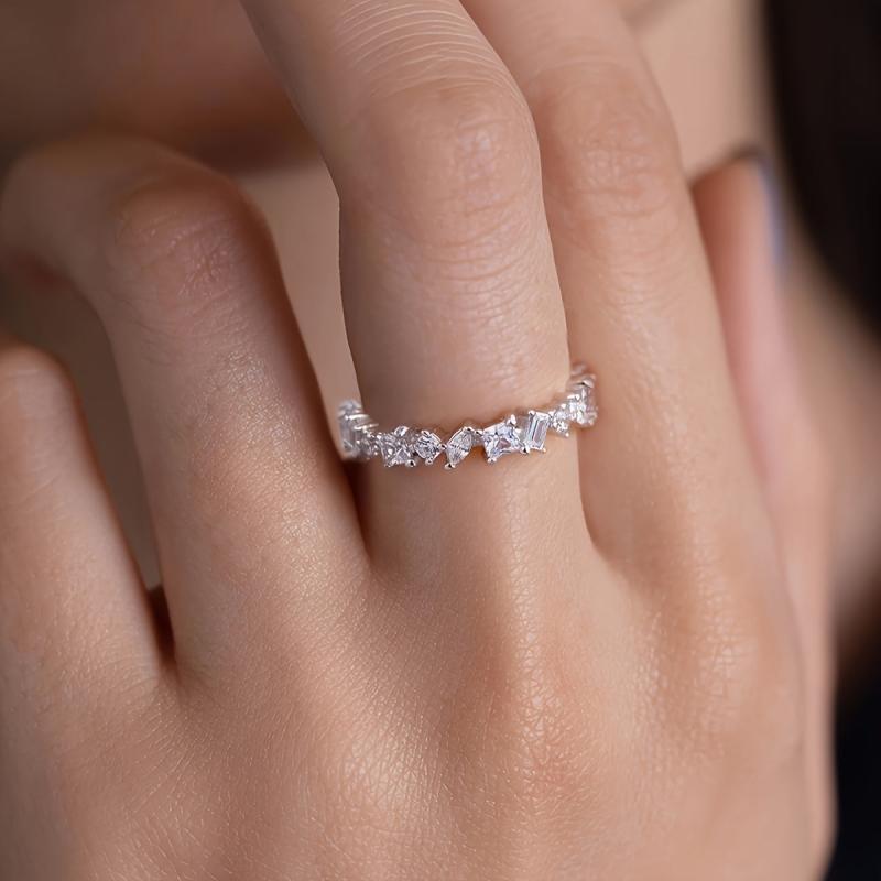 925 Sterling Silver Ring Full Pave Zirconia Love & Romance Symbol High Jewelry