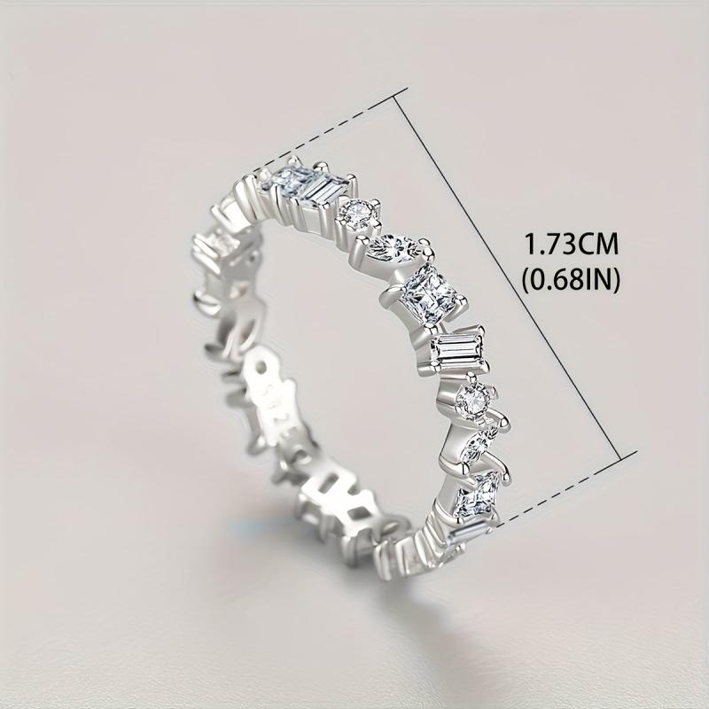 925 Sterling Silver Ring Full Pave Zirconia Love & Romance Symbol High Jewelry