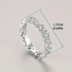 925 Sterling Silver Ring Full Pave Zirconia Love & Romance Symbol High Jewelry