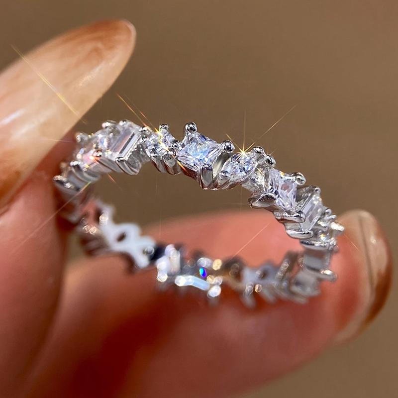 925 Sterling Silver Ring Full Pave Zirconia Love & Romance Symbol High Jewelry