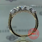 S925 Sterling Silver Wedding Ring with Synthetic Zirconia Stones