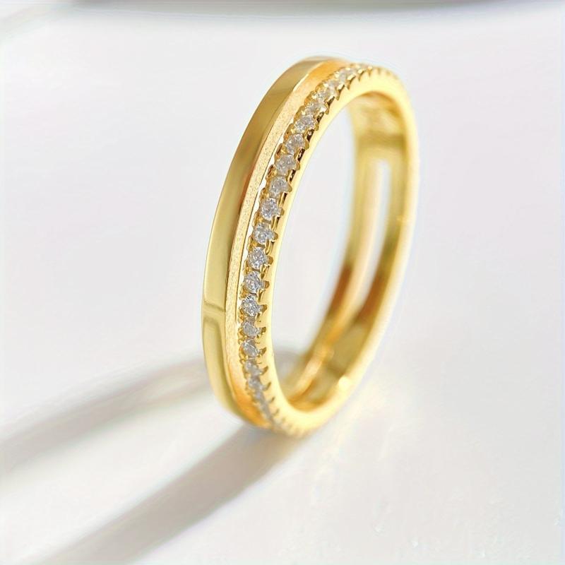 Hollow Single Layer Full Stone Ring Date Ring Women's s925 Sterling Silver