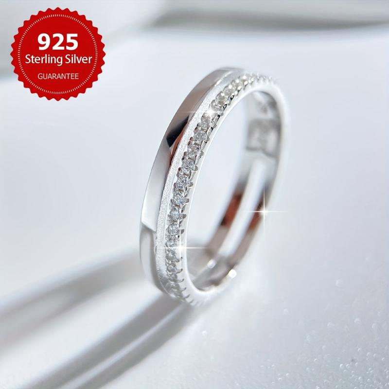Hollow Single Layer Full Stone Ring Date Ring Women's s925 Sterling Silver