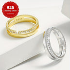 Hollow Single Layer Full Stone Ring Date Ring Women's s925 Sterling Silver