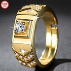 V Shape Open Ring with Cubic Zirconia 18K Golden Plated Adjustable
