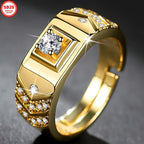 V Shape Open Ring with Cubic Zirconia 18K Golden Plated Adjustable