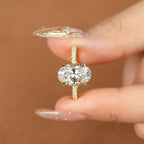 S925 Silver Ring 14K Gold Plated 1-3CT Zirconia Oval Setting