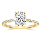 S925 Silver Ring 14K Gold Plated 1-3CT Zirconia Oval Setting