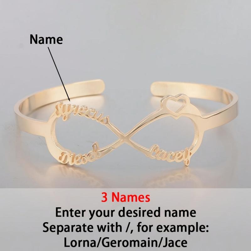 Personalized Infinity Bracelet with 16 Names 18K Plated