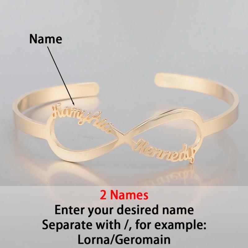 Personalized Infinity Bracelet with 16 Names 18K Plated