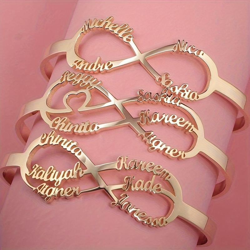 Personalized Infinity Bracelet with 16 Names 18K Plated